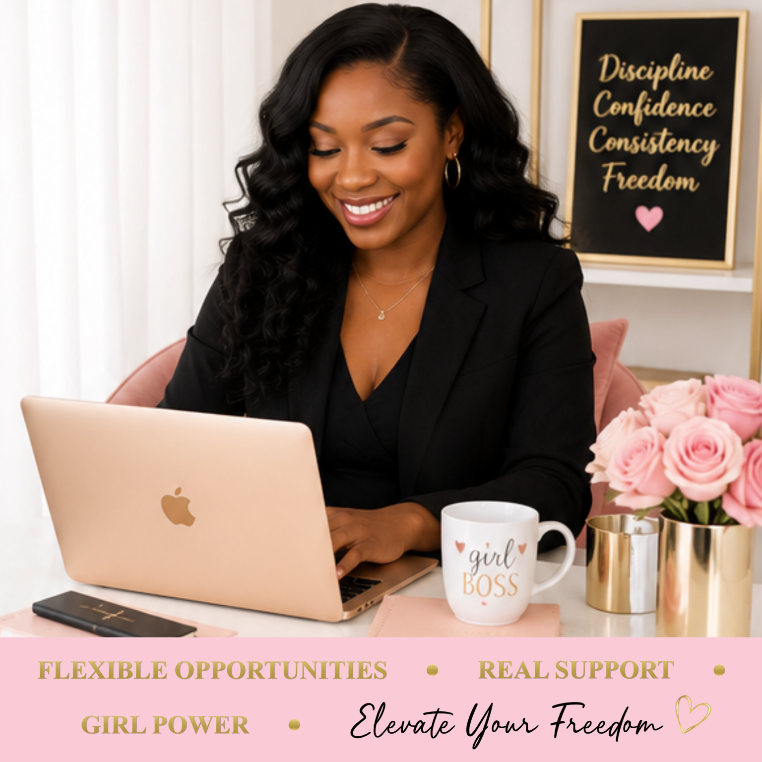 Woman working from home on a laptop